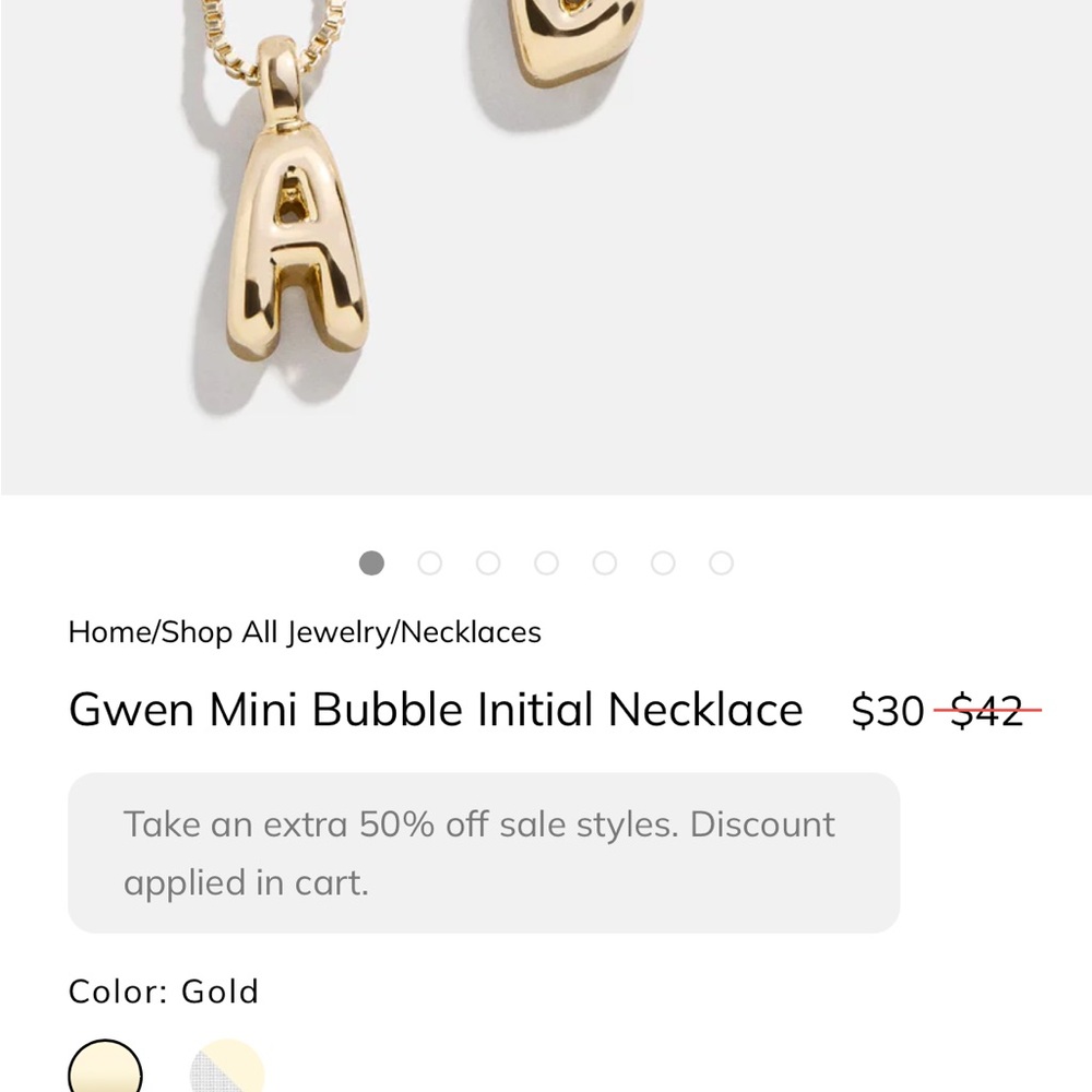 BaubleBar Gold ‘B’ Necklace - Picture 2 of 3